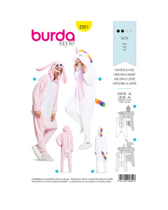 Burda patroon 2351 Unicorn & Bunny sx. Maat: - xxl - STUK