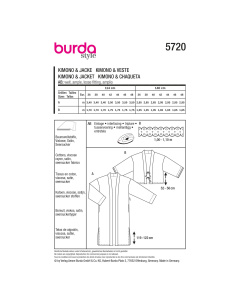 Burda naaipatroon 5720 groen - Kimono & Jas maat 36-48 - STUK