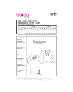 Burda naaipatroon 5733 groen - Jurk & Blouse maat 36-48 - STUK