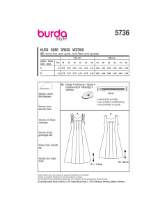 Burda naaipatroon 5736 rood - Jurk maat 36-46 - STUK