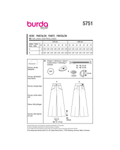 Burda naaipatroon 5751 groen - Broek maat 36-48 - STUK