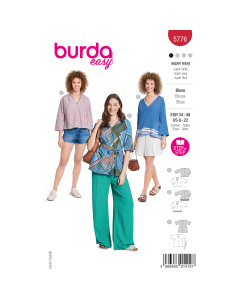 Burda naaipatroon 5776 rood - Blouse maat 34-48 - STUK