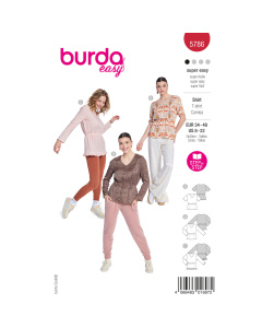 Burda naaipatroon 5786 rood - T-shirt maat 34-48 - STUK