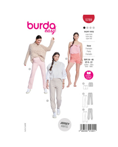 Burda naaipatroon 5789 rood - Broek maat 34-48 - STUK