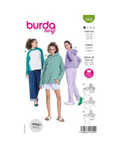 Burda naaipatroon 5828 groen - Sweater maat 34-48 - STUK