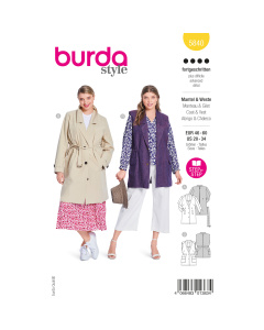 Burda naaipatroon 5840 geel - Jas & vest maat 46-60 - STUK