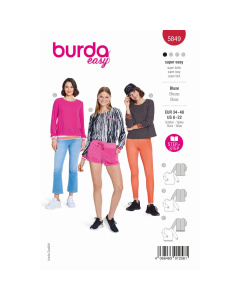 Burda naaipatroon 5849 rood - Blouse - maat 34-48 - STUK