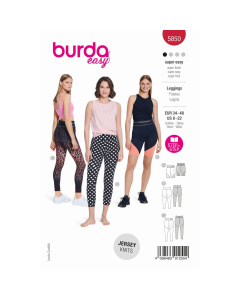 Burda naaipatroon 5850 rood - Leggings - maat 34-48 - STUK