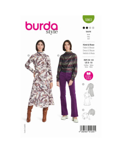 Burda naaipatroon 5863 groen - Jurk en Blouse maat 34-44 - STUK