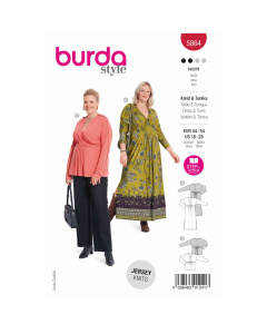Burda naaipatroon 5864 rood - Jurk & Tuniek - maat 44-54 - STUK