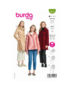 Burda naaipatroon 5872 groen - Mantel maat 34-48 - STUK