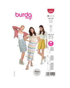 Burda naaipatroon 5888 rood - Rok maat 34-48 - STUK