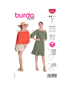 Burda naaipatroon 5920 rood - Jurk & Blouse maat 34-44 - STUK