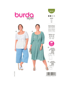 Burda naaipatroon 6016 groen - Jurk/Blouse maat 44-54 - STUK