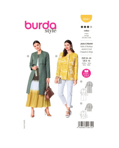 Burda naaipatroon 6041 geel - Jas maat 34-44 - STUK