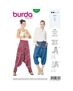 Burda patroon 6316 broek. Maat: 32-46 - STUK