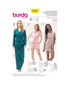 Burda patroon 6742 pyjama & nachthemd. Maat: 34-44 - STUK