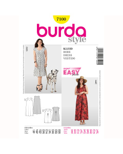 Burda patroon 7100 jurk. Maat: 44-60 - STUK