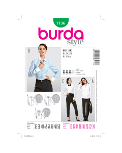 Burda patroon 7136 Blouse. Maat: 36-50 - STUK