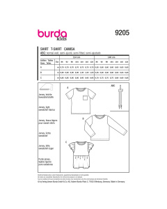Burda naaipatroon 9205 rood - T-shirt maat 86-122 - STUK