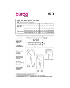 Burda naaipatroon 9211 groen - Broek maat 86-122 - STUK