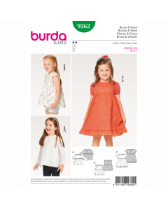 Burda patroon 9362 blouse en. Maat: 92-122 - STUK