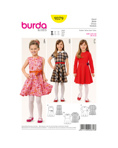 Burda patroon 9379 jurk. Maat: 110-140 - STUK