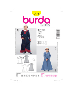 Burda patroon 9473 jurk. Maat: 98-158 - STUK