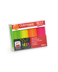 Gütermann 734463 Naaigarenset met 4 conen neon garen 100 meter - Kleur 1