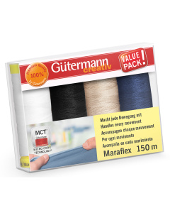 Gütermann 734529 Naaigarenset Maraflex, 4 conen elastisch naaigaren van 150 meter - Kleur 1