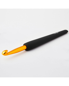 Knitpro 30881 Goudkleurige haaknaald 6.5mm aluminium met zwart zacht aanvoelend  handgreep - enkelzijdig - Kaart