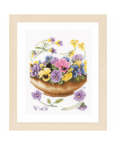 Lanarte PN-0168600 Borduurpakket telpatroon Viooltjes  ca. 24 x 30 cm - STUK