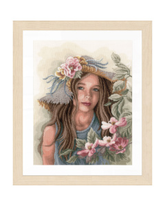 Lanarte PN-0169325 Borduurpakket telpatroon Meisje met hoed ca. 36 x 46 cm - STUK