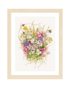 Lanarte PN-0173516 Borduurpakket telpatroon Boeket zomerbloempjes ca. 30 x 44 cm - STUK