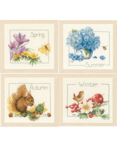 Lanarte PN-0173621 Borduurpakket telpatroon 4 Seizoenen set van 4 ca. 18 x 16 cm - STUK