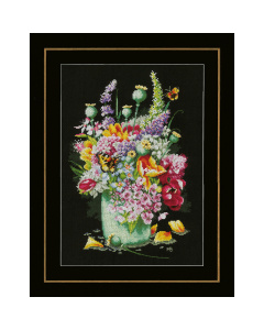 Lanarte PN-0183477 Borduurpakket telpatroon Kleurig bloemenboeket ca. 27 x 39 cm - STUK