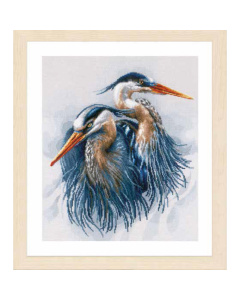 Lanarte PN-0185890 Borduurpakket telpatroon Grote blauwe reigers ca. 36 x 43 cm - STUK