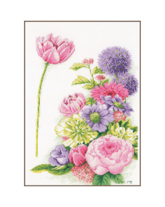 Lanarte PN-0196208 Borduurpakket telpatroon Bloemenpracht - STUK