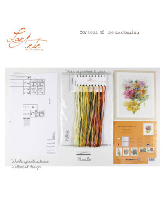 Lanarte PN-0205834 Borduurpakket met telpatroon Fleurig boeket met vlinders 28x38cm - STUK