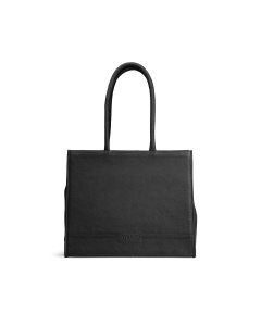 MUUD Bina XL. Handgemaakt leren shopper met afneembare portemonnee 35x43x18cm - kleur Black
