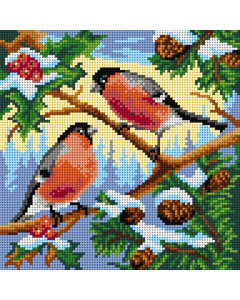 Orchidea 3159H Stramien voorbedrukt Bullfinches 24 x 24 cm - STUK