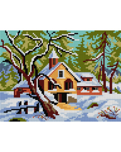 Orchidea 3177F Stramien voorbedrukt Landscapewinter 18 x 24 cm - STUK