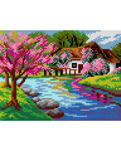 Orchidea 3178F Stramien voorbedrukt Landschap Spring 18 x 24 cm - STUK