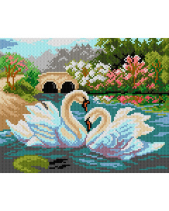 Orchidea 3179H Stramien voorbedrukt Zwanen 24 x 30 cm - STUK
