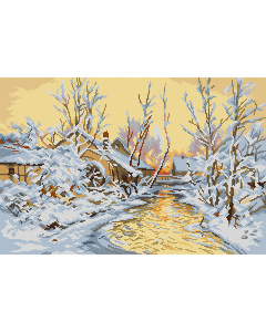 Orchidea 3256Q Stramien voorbedrukt Besneeuwde Mill 40 x 60 cm - STUK