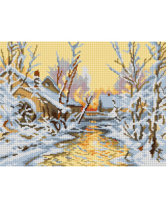 Orchidea 3259J Stramien voorbedrukt Besneeuwde Mill 30 x 40 cm - STUK