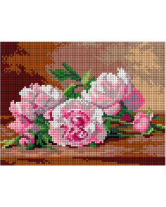Orchidea 3297F Stramien voorbedrukt Peoniescmt 18 x 24 cm - STUK
