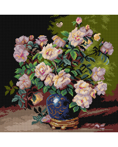 Orchidea 3480L naar Alexis Kreyder - Rozen in een kobaltvaas 40x40cm - STUK