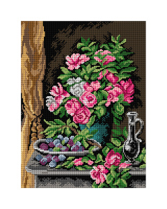 Orchidea 3492J naar Albert Tibule Furcy de Lavault - Stilleven van rozen en pruimen 30x40cm - STUK