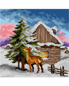 Orchidea 3493H Winterlandschap met reeën 24x24cm - STUK